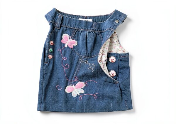 Baby Girls Denim Overalls Soft Cotton Butterfly Design-3