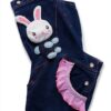 Baby Girls Knitted Jean Overalls Soft Bunny Embroidered-3