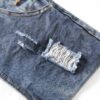 Button End Denim Overalls Ripped Holes Baby Kids Blue-3