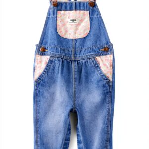 Baby Girls Overalls OshKosh Floral Denim Adjustable Straps-0