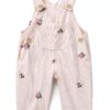 XD Baby Girls Corduroy Overalls Floral Embroidery Adjustable-0