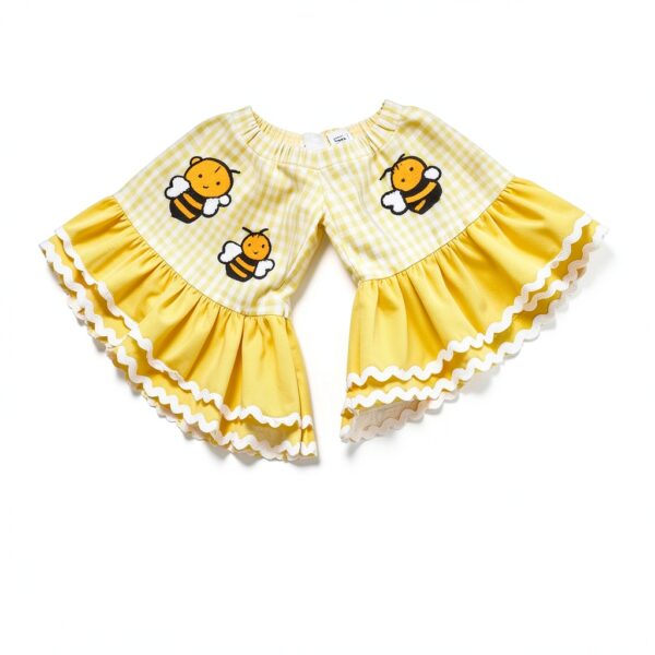 Bee Print Toddler Girl Overalls Cotton Flare Jumpsuit-6