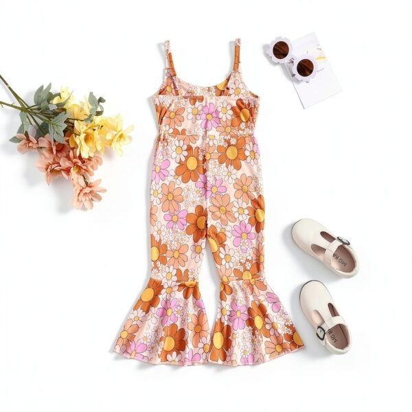 Lavender Floral Jumpsuit Toddler Girl Bell Bottom Outfits-2