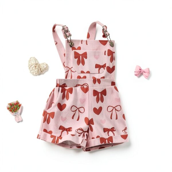 Baby Girl Overalls Shorts Soft Polyester Floral Print-1