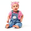 Ms Rachel Girls Overalls Set Blue Denim Pink 3 Piece-3