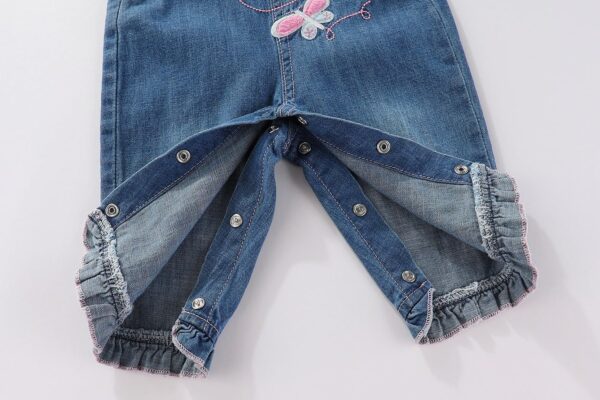 Baby Girls Denim Overalls Soft Cotton Butterfly Design-7