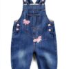 Baby Girls Denim Overalls Soft Cotton Butterfly Design-0