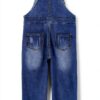 Button End Denim Overalls Ripped Holes Baby Kids Blue-1