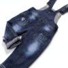 Button End Denim Overalls Ripped Holes Baby Kids Blue-5