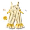Bee Print Toddler Girl Overalls Cotton Flare Jumpsuit-5