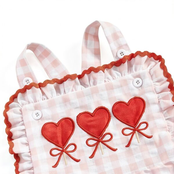 Baby Girl Valentines Overalls Soft Cotton Adjustable Straps-5