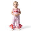 Baby Girl Valentines Overalls Soft Cotton Adjustable Straps-1