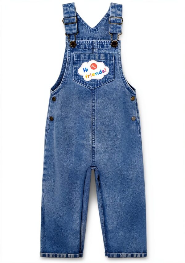 Ms Rachel Girls Overalls Set Blue Denim Pink 3 Piece-4