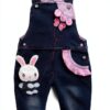 Baby Girls Knitted Jean Overalls Soft Bunny Embroidered-0