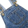 Button End Denim Overalls Ripped Holes Baby Kids Blue-4