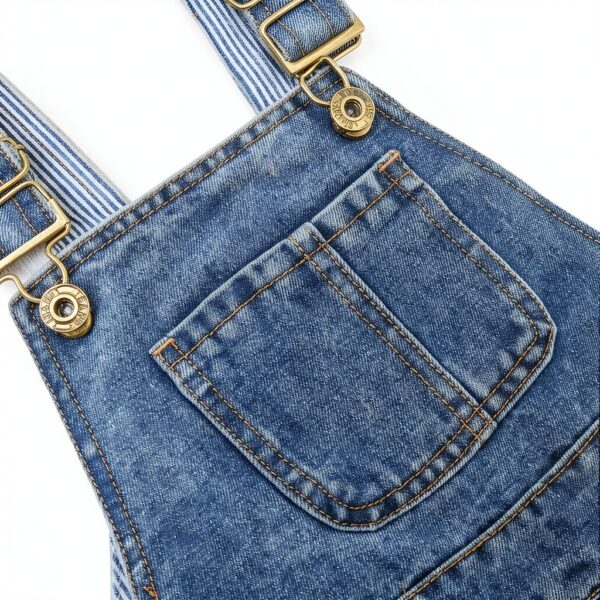 Button End Denim Overalls Ripped Holes Baby Kids Blue-4