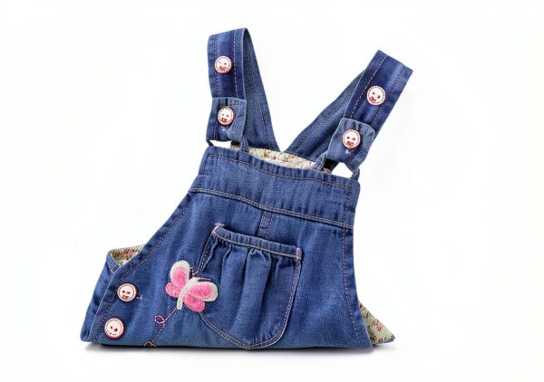 Baby Girls Denim Overalls Soft Cotton Butterfly Design-2