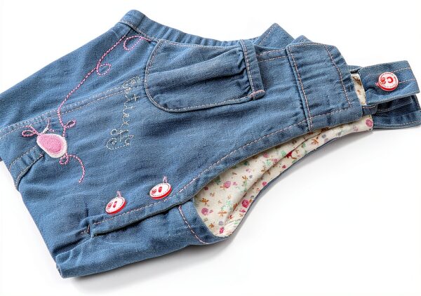 Baby Girls Denim Overalls Soft Cotton Butterfly Design-4