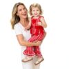 Toddler Girl Bell Bottom Overalls Heart Embroidery Red Pink-3