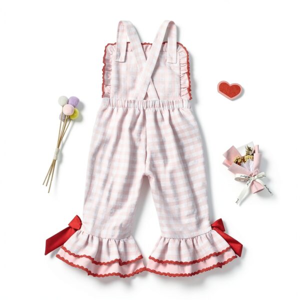 Baby Girl Valentines Overalls Soft Cotton Adjustable Straps-4