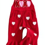 Toddler Girl Overalls Polyester Flared Pants Valentine-0