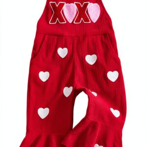 Toddler Girl Overalls Polyester Flared Pants Valentine-0